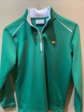 Masters Green Half-Zip Golf Pullover with White Trim